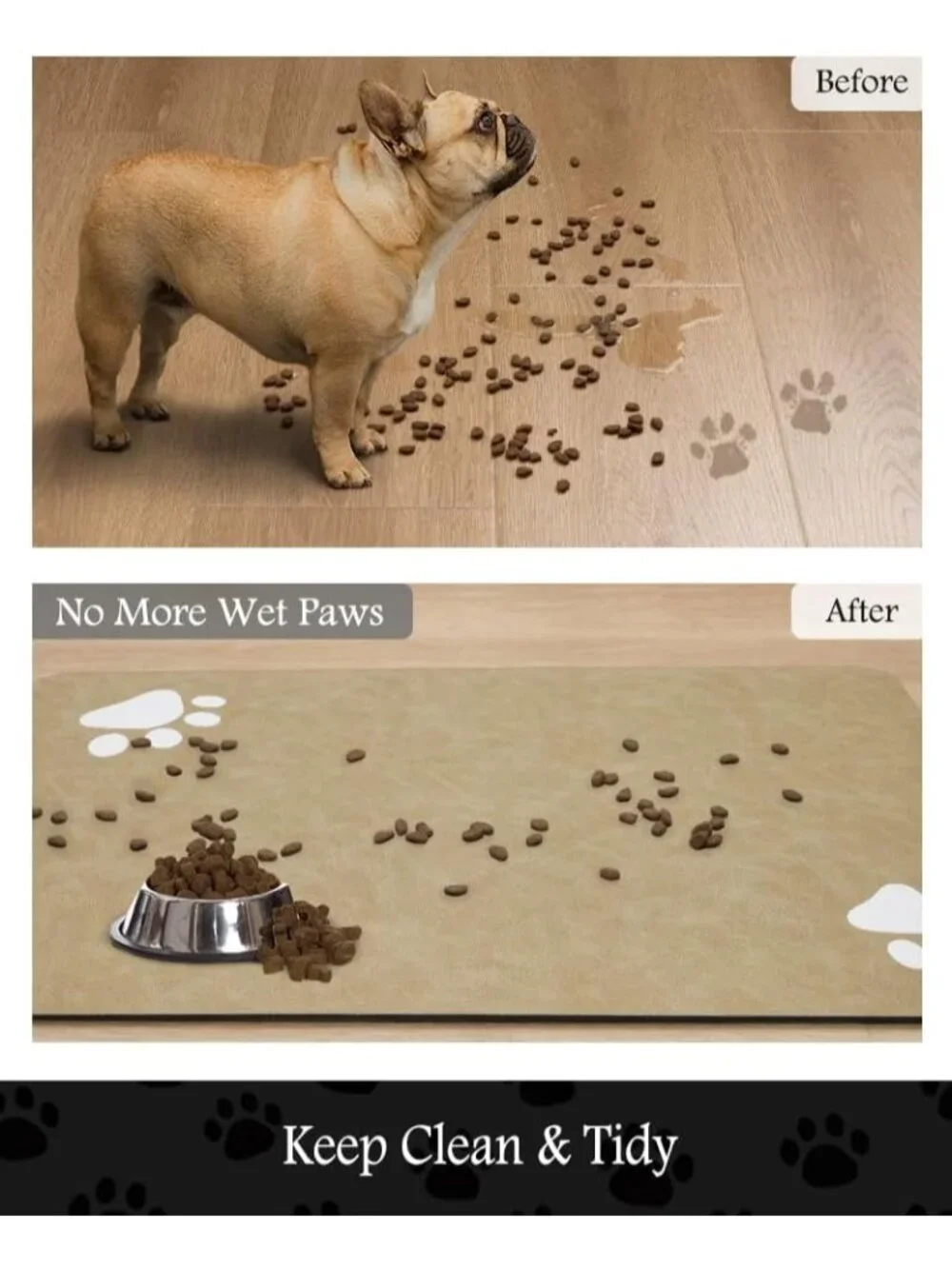 New Pet Feeding Mat Absorbent Dog Mat for Food & Water Bowl No Stains Quick Dry